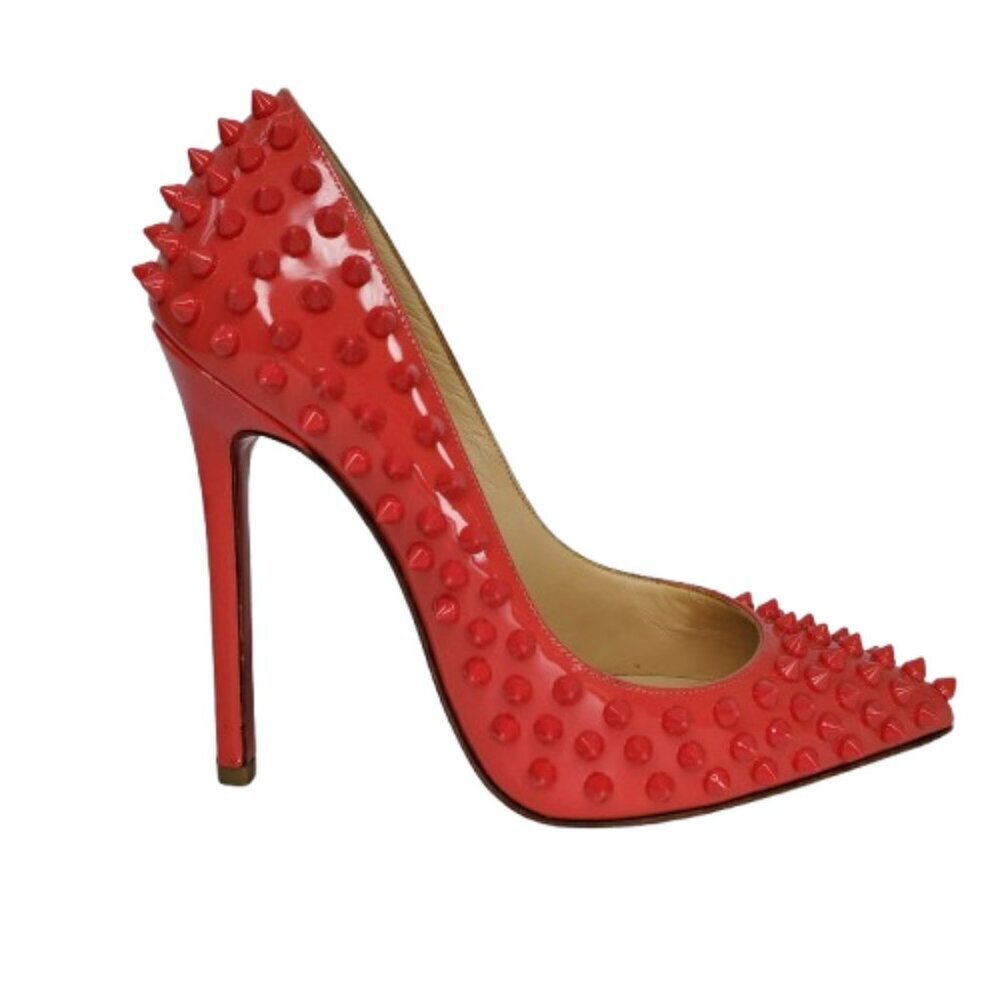 Christian Louboutin Red Patent Spiked Pointed-Toe Pump